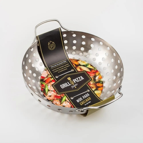 Imagem 4 de 5 de Panela Frigideira Wok Aço Inox Churrasqueira Grelhar Gourmet