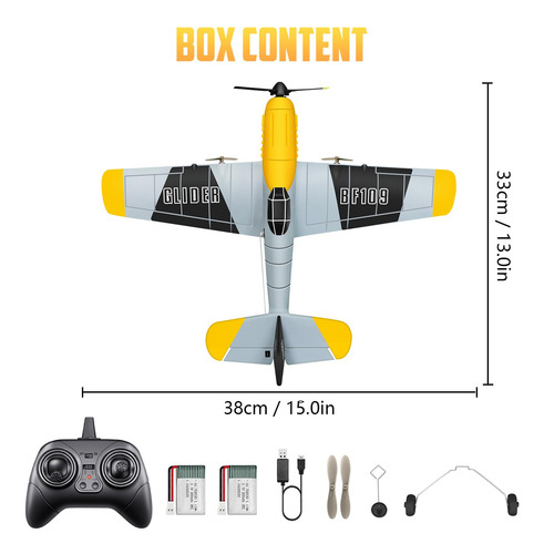Avion Rc Hawks Work Bf-109 3 Canales 6-axis Listo Para Volar
