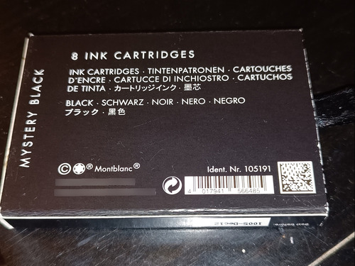 Cartuchos De Tinta Montblanc Mystery Black (Usado)