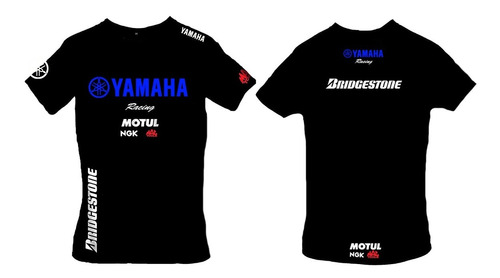 Remera Yamaha Racing 3 Motos Frente Y Espalda  Algodón 100%