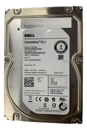 Hd Dell 3tb Sata 6 Gbps 7.2k Rpm Lff 3,5 Ds Para Servidor Prateado