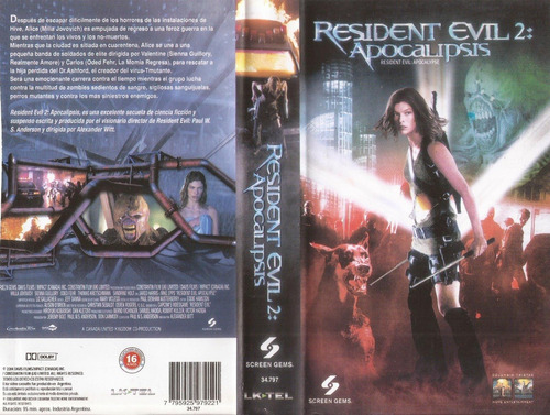 Resident Evil 2 Apocalypse Vhs Milla Jovovich Zombis 2004