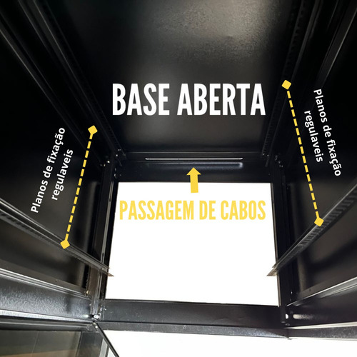 Rack Servidor Piso 24u X 870mm Flex Desmontável Padrão 19 Cor Preto