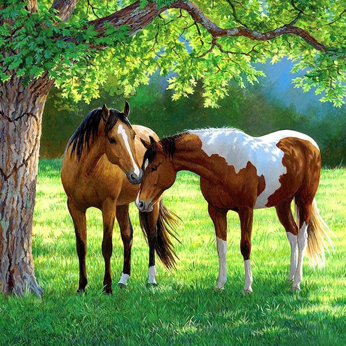 Mosaico De Punto De Cruz De Caballo Con Pintura De Diamante
