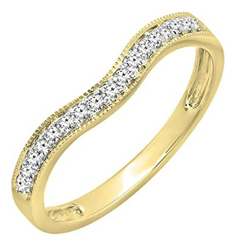 Anillo De Bodas Oro 14k Con Diamantes 0.15 Ct.