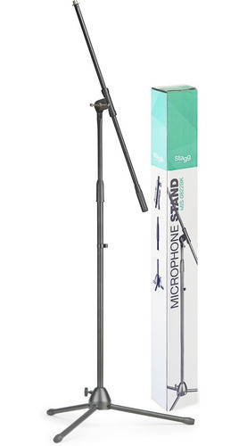 Imagen 5 de 8 de Pie Soporte Microfono Jirafa Boom Stagg Mis-0822bk Metalico