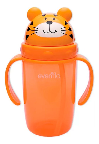 Vaso Entrenador Evenflo 5494 Con Popote Divertido 325ml/11oz Color Naranja Tigre