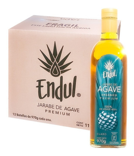 Caja 12 Pzs Miel De Agave Endul Clara 970ml C/u