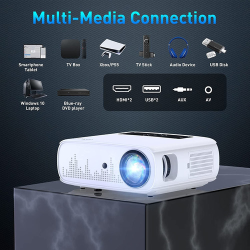 Imagen 7 de 8 de Proyector Groview 9500l 1080p, Wifi Bluetooth 5.0, 4k Videos