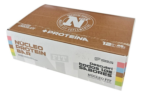 Caja 12 Barritas Sabor Chocolate Nucleo Fit 46g Con 10g Proteinas