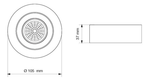 Imagen 2 de 4 de Lámpara Spot Plafón Semi Embutido 7w Gu10 Led Redondo Acero