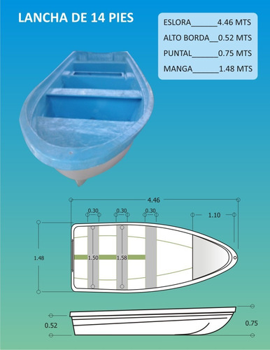 Lancha De Fibra De Vidrio H H Nautica 2024