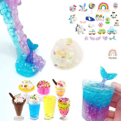 Imagen 3 de 5 de Kit Slime Infantil Niños Brillos Apliques