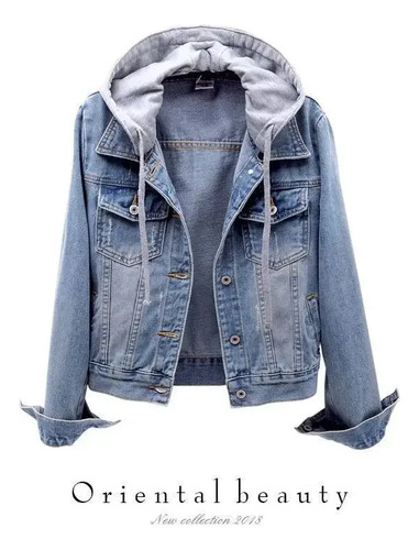 Chaqueta Adelgazante Con Capucha De Mezclilla Para Mujer Oto