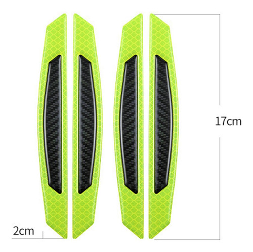 4/set Auto Coche Puerta Reflectante Tira Verde Negro