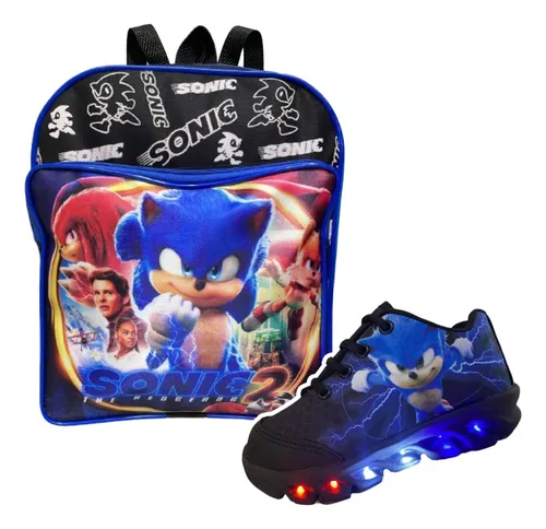 comprar Kit Tênis Led Infantil Sonic Infantil Menino + Mochila