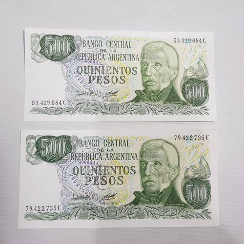 Antiguos Billetes Arg 500 Pesos 1980 Y 1981 Lopez Mag 61544
