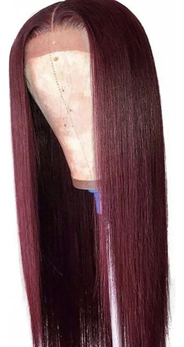 Peluca De Moda For Mujer Con Pelo Largo Y Liso Burdeos