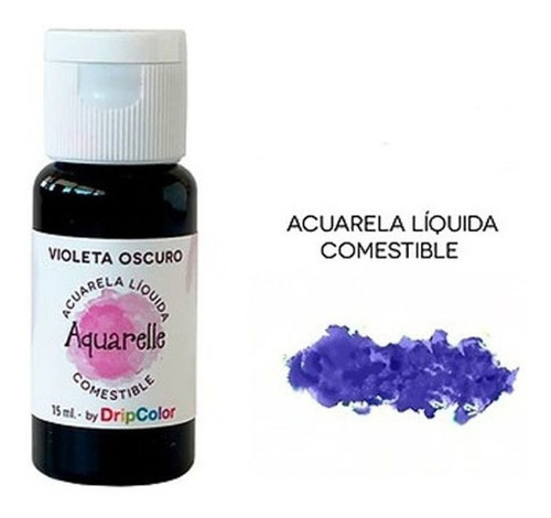 Colorante Comestible Acuarelas Liquido Aquarelle Drip 15ml Tono Violeta Oscuro