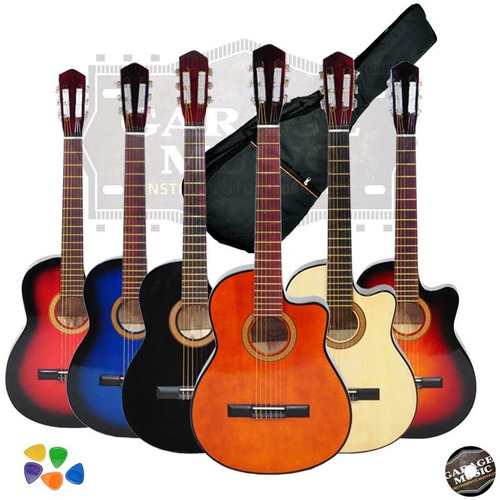 Guitarra Electro Criolla Media Caja Corte Funda Acolchada Cd