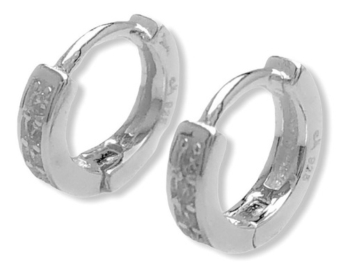 Imagen 3 de 8 de Aros Argollas Plata 925 Con Piedras Cubics (arg20036)