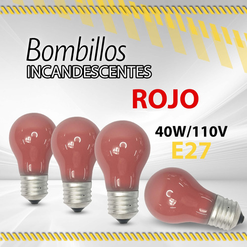 Bombillo Incandescente E-27 40w 110v Rojo / 7599000001047