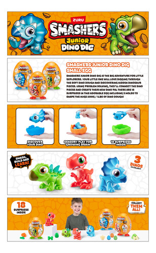 Zuru Smashers Junior Dino Dig Huevo Chico Jurassic Sorpresa