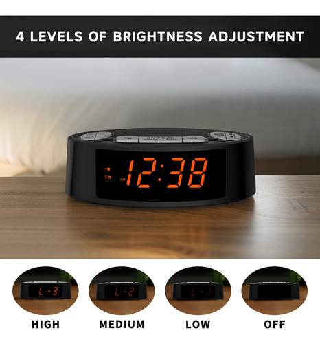 Radio Reloj Despertador Fm/am Rojo Digital Led Pantalla Grande Bocina Buró Escritorio