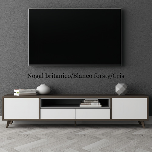 Mueble Para Televisión Estilo Nórdico Minimalista 180x40x56