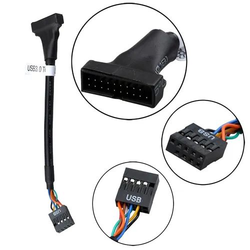 Kit 3 Cabo Adaptador Usb 3.0 20 Pinos M Para Usb 2.0 De 9 P - R$ 46,47