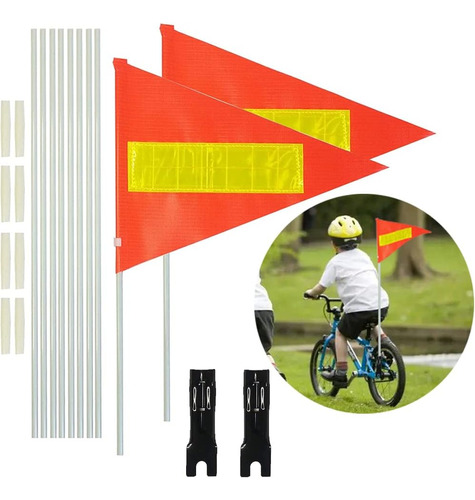 Bandera De Seguridad Para Bicicleta Con Poste, 2 Juegos, 6 P