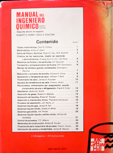Manual Del Ingeniero Químico Perry Chilton Mcgraw Hill 5a Ed (Usado)
