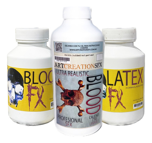 Sangre Falsa + Sangre Ultrarealista + Latex 250ml C/u