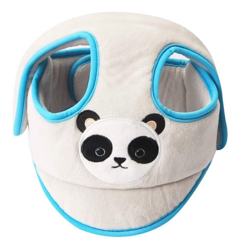 Gorrito Antigolpes Para Bebe Modelo Oso Panda Plomo