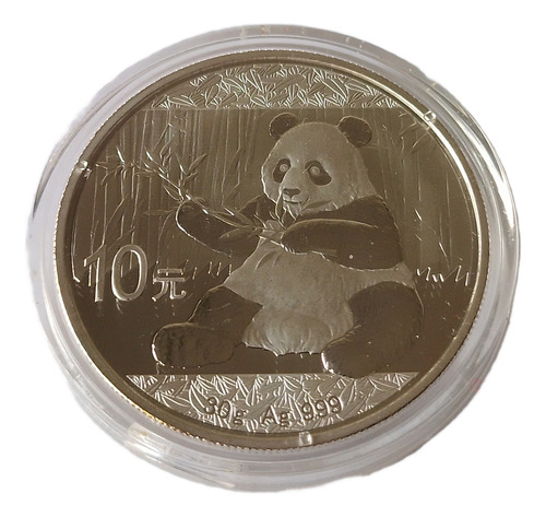 Moneda Panda Chino Plata 999 10 Yuan 2017 30 Grs. Cápsula