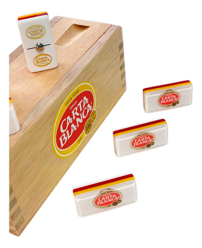 Domino Tecate + Domino Carta Blanca Encapsulado Caja Madera