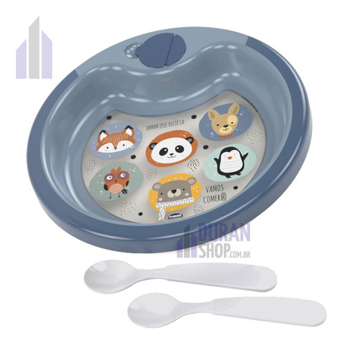 Imagem 3 de 6 de Kit Prato Infantil Térmico Tigela Papinha Copo Bichinhos