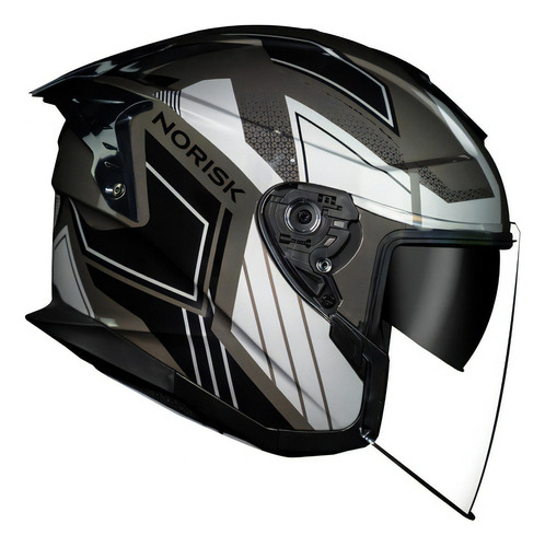 Casco abierto Norisk Downtown Provenza Fxm negro y gris, talla 60/L