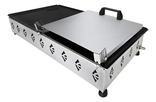 Chapa 60x30 Com Prensa + Acessórios Utéis Em Inox Industrial Cor Prateado