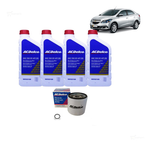 Kit Revisao 4l Oleo 5w30 Onix/ Prisma 2013 À 2019 Acdelco 