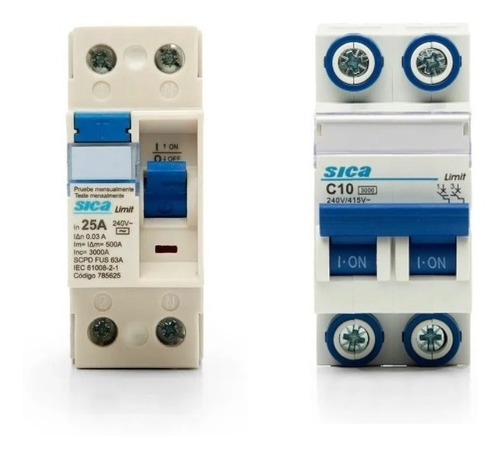 Imagen 1 de 10 de Combo Termica 63a + Disyuntor 25a Bipolar Sica