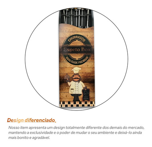 Imagem 3 de 6 de Porta Espeto De Parede Churrasqueira Mdf Suporte Rústico