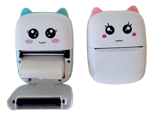 Mini Impresora Térmica Portátil Bluetooth Recargable Color Celeste
