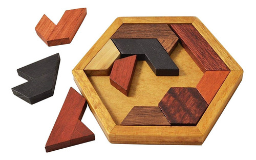 Kingzhuo Hexagon Tangram Puzzle Rompecabezas De Madera Para