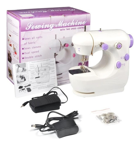 Máquina De Coser Portátil De Dos Velocidades Y Dos Hilos Color Blanco