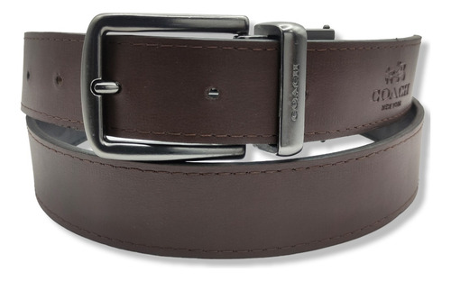 Cinturon Coach Doble Vista Reversible Clasico Unisex Color Troquelado Diseño De La Tela Hebilla Clasica Talla M (115cm)