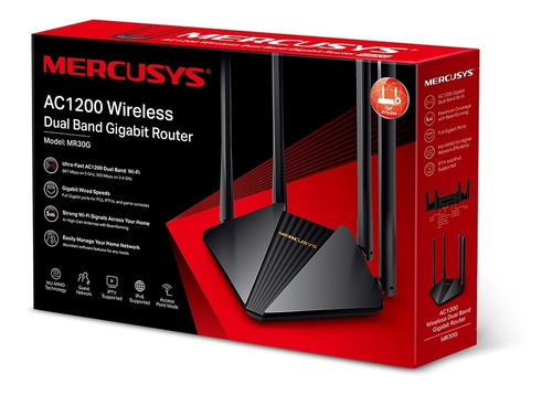 Imagem 4 de 4 de Roteador Dual Band Mercusys Ac1200 Mr30g Gigabit, Preto