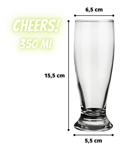 Kit 3 Copos De Vidro Tulipa Chopp Cerveja 350ml Transparente