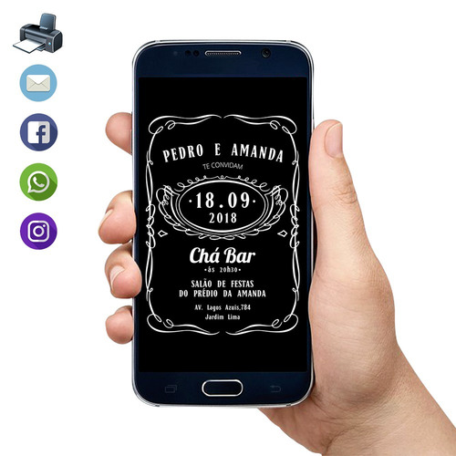 Imagem 1 de 2 de Convite Digital Chá Bar E Aniversário Jack Daniels