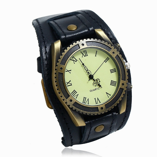 Reloj De Pulsera Retro Con Malla De Cuero Vacuno, Unisex